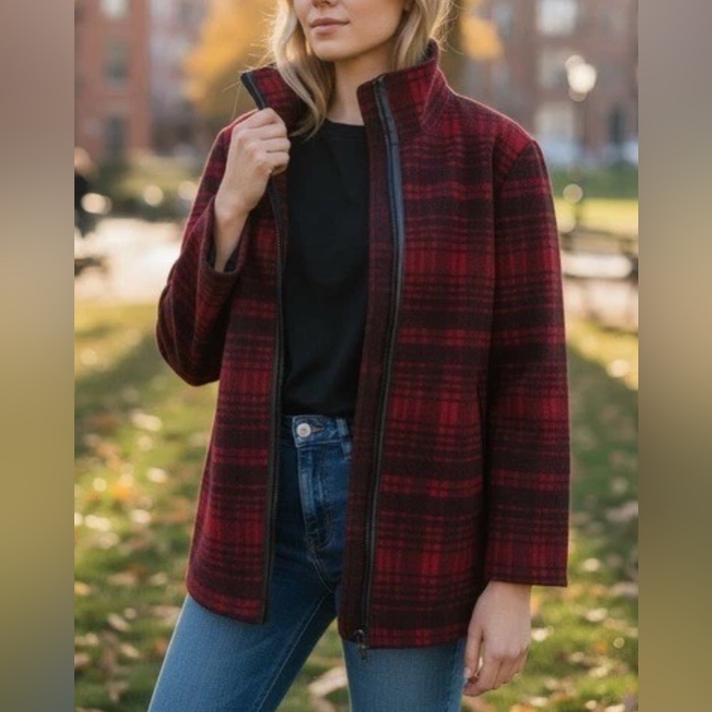 NEW Pendleton Women's Wool Blend Plaid Zip Up Walker Jacket Red S, M, L, XL